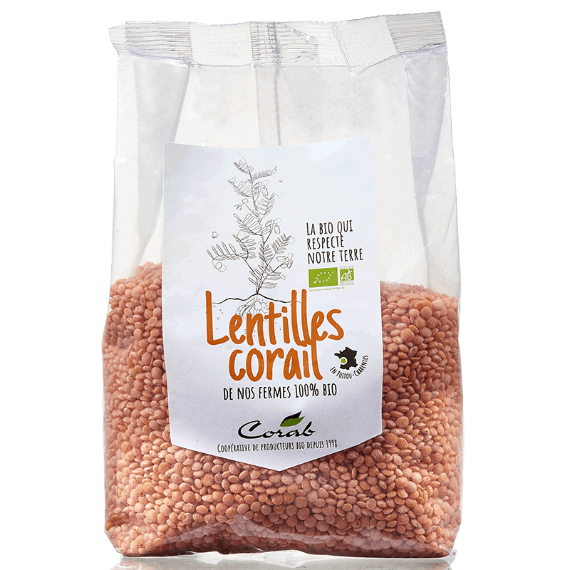 Lentilles corail bio (origine France) 500 g